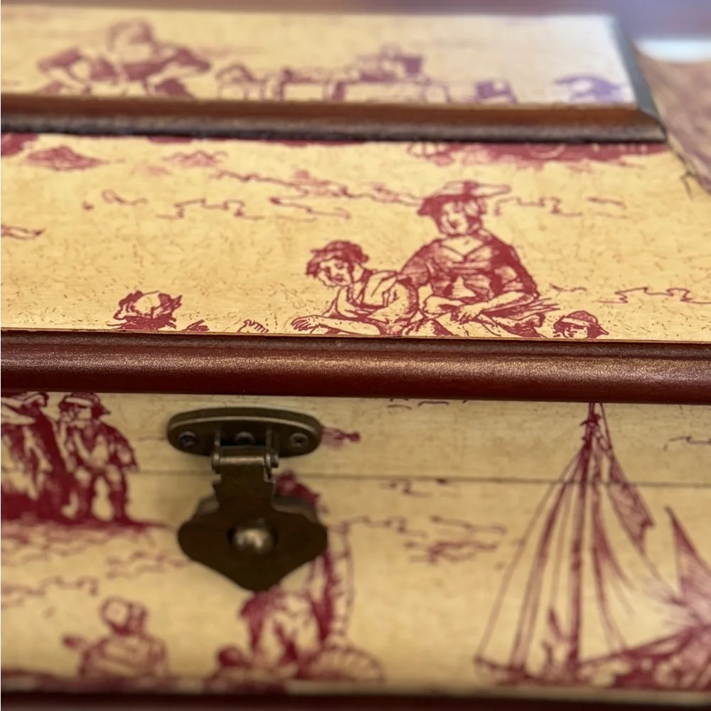 Old World Design, Red French  Vintage Style Treasure/Jewelry/Money Box